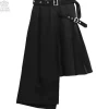 LISTEN FLAVOR Layered Style Asymmetrical Pleated Long Skirt w/ Belt