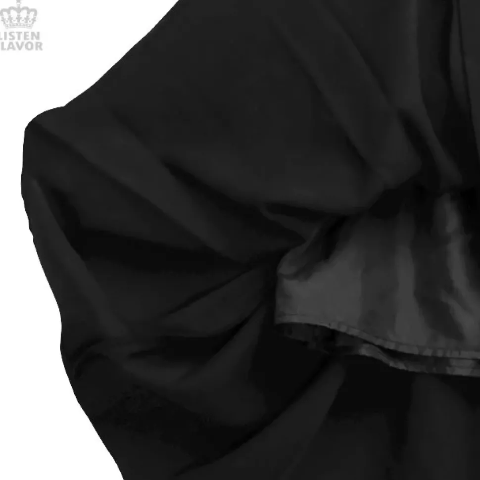 LISTEN FLAVOR Layered Style Asymmetrical Pleated Long Skirt w/ Belt