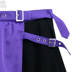 LISTEN FLAVOR Layered Style Asymmetrical Pleated Long Skirt w/ Belt