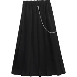 LISTEN FLAVOR Layered-Style Pleated Skirt w/ Chain