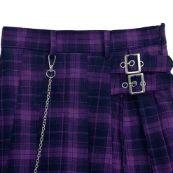 LISTEN FLAVOR Layered-Style Pleated Skirt w/ Chain