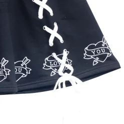 LISTEN FLAVOR Love Heart Lace-Up Circular Skirt