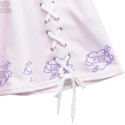 LISTEN FLAVOR Love Heart Lace-Up Circular Skirt