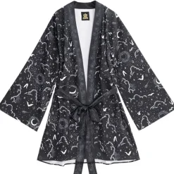 LISTEN FLAVOR Magical Night Black Kimono Robe