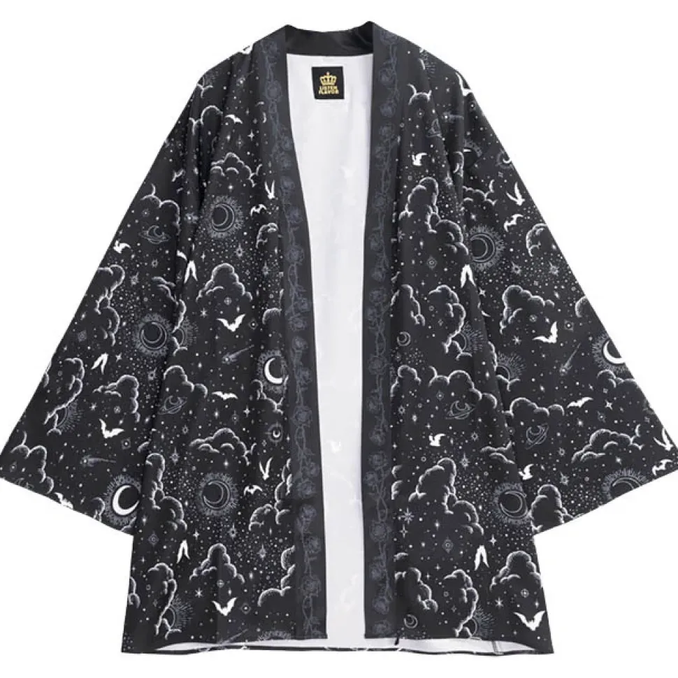 LISTEN FLAVOR Magical Night Black Kimono Robe