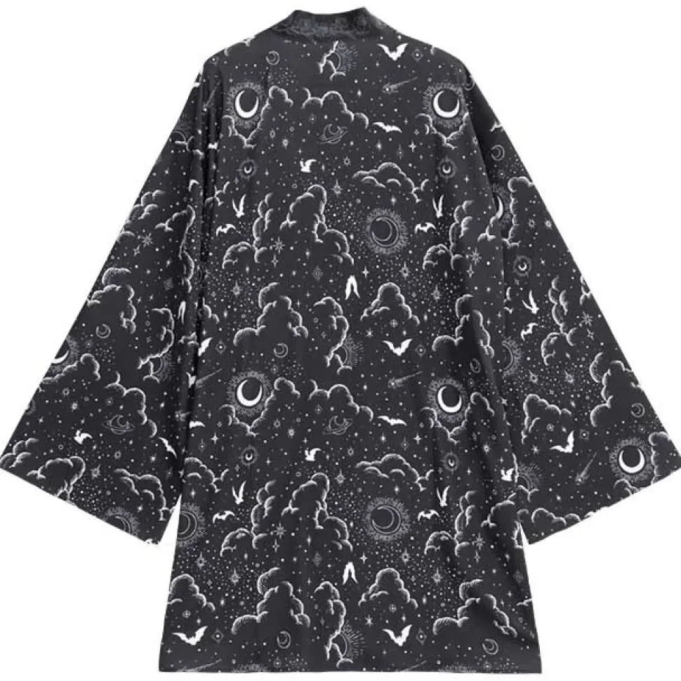 LISTEN FLAVOR Magical Night Black Kimono Robe