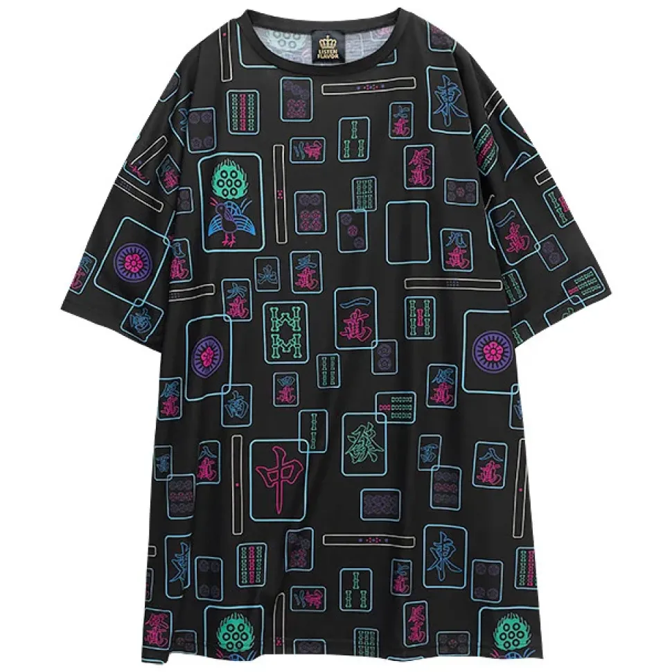 LISTEN FLAVOR Mahjong Full Graphic Big T-Shirt