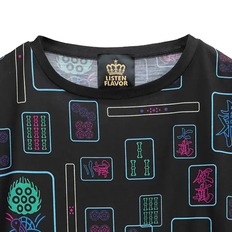 LISTEN FLAVOR Mahjong Full Graphic Big T-Shirt