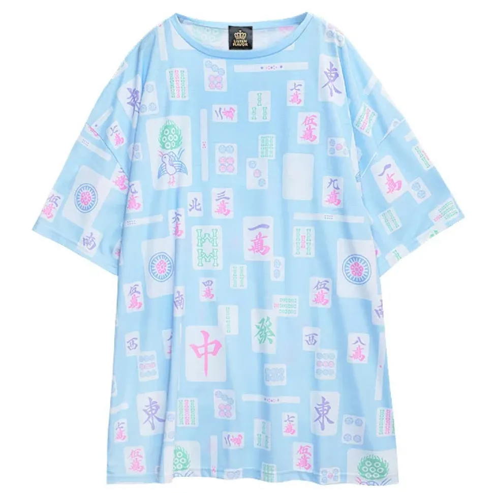 LISTEN FLAVOR Mahjong Full Graphic Big T-Shirt