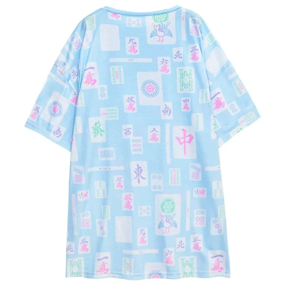 LISTEN FLAVOR Mahjong Full Graphic Big T-Shirt