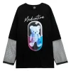 LISTEN FLAVOR Medication Bear Sheer Switching Top