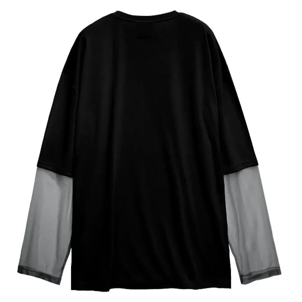 LISTEN FLAVOR Medication Bear Sheer Switching Top