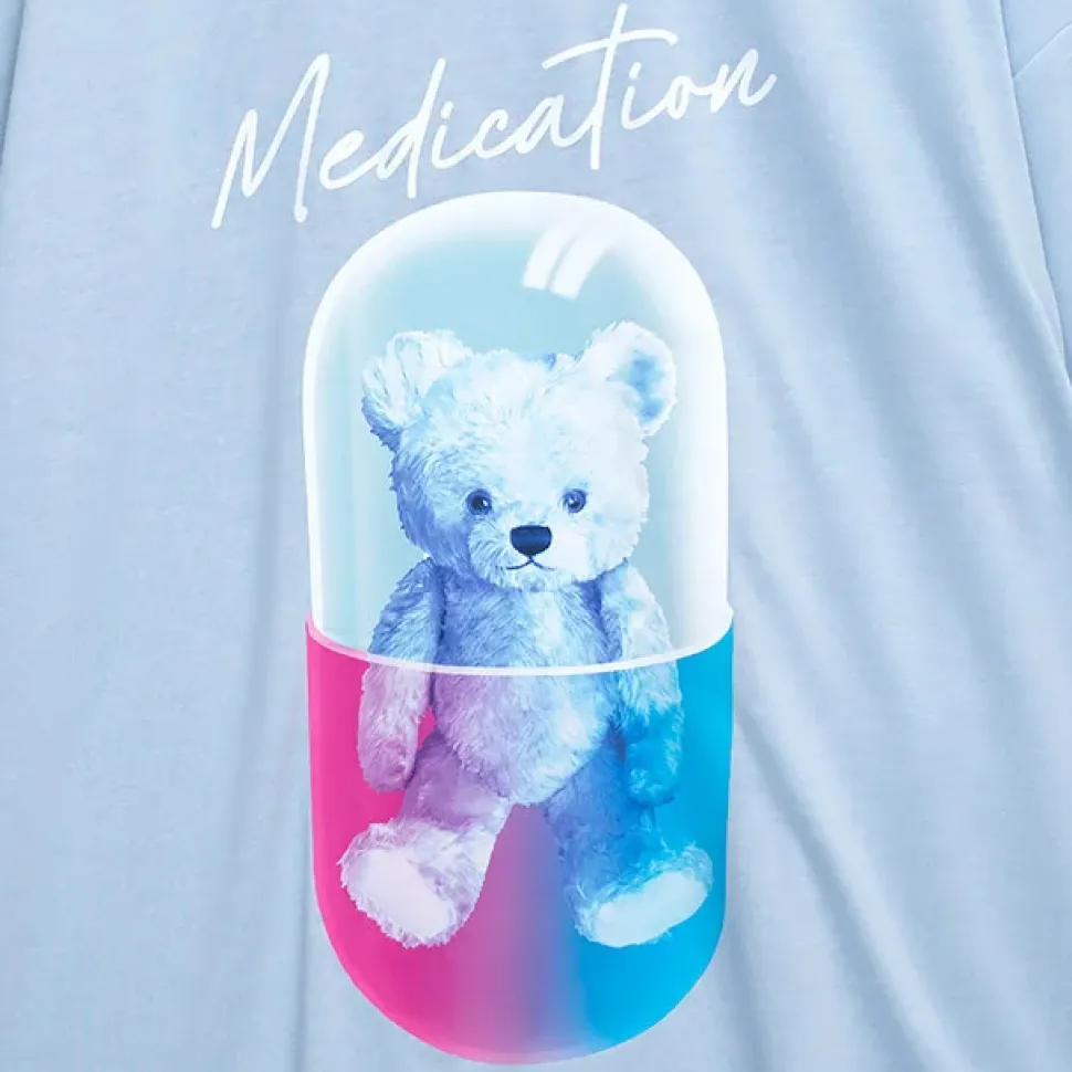 LISTEN FLAVOR Medication Bear Sheer Switching Top