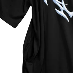 LISTEN FLAVOR Metal Heart Shoulder Zip Chain Short Sleeve Hoodie
