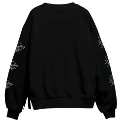 LISTEN FLAVOR Moonlit Night Black Cat Lace-Up Pullover