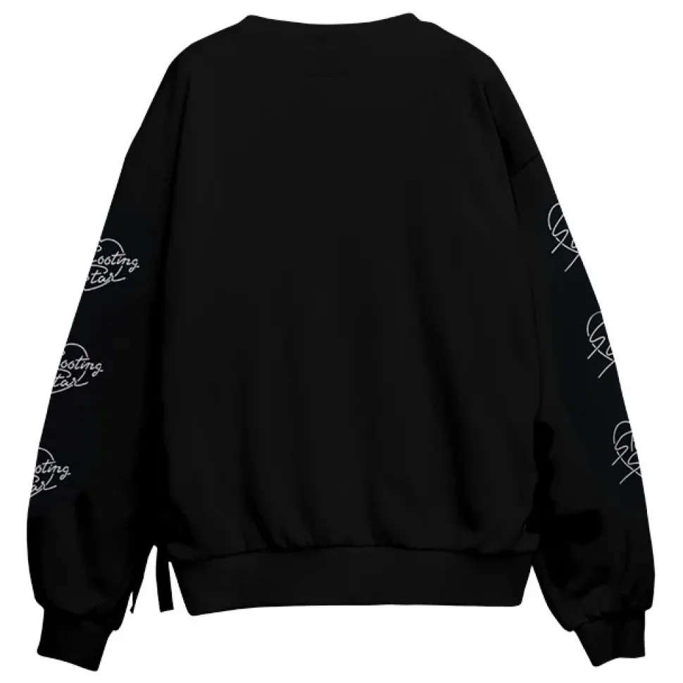 LISTEN FLAVOR Moonlit Night Black Cat Lace-Up Pullover