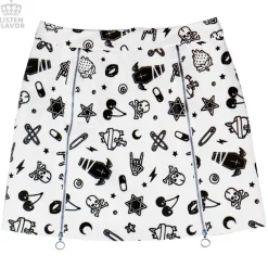 LISTEN FLAVOR Mysterious Pattern Zippered Skirt