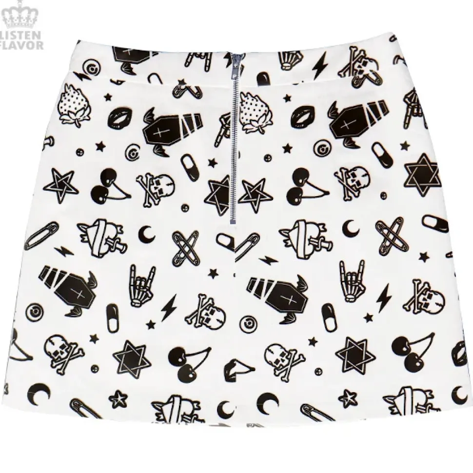 LISTEN FLAVOR Mysterious Pattern Zippered Skirt