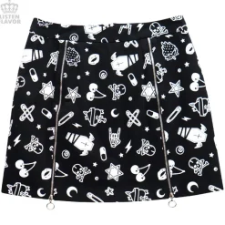 LISTEN FLAVOR Mysterious Pattern Zippered Skirt