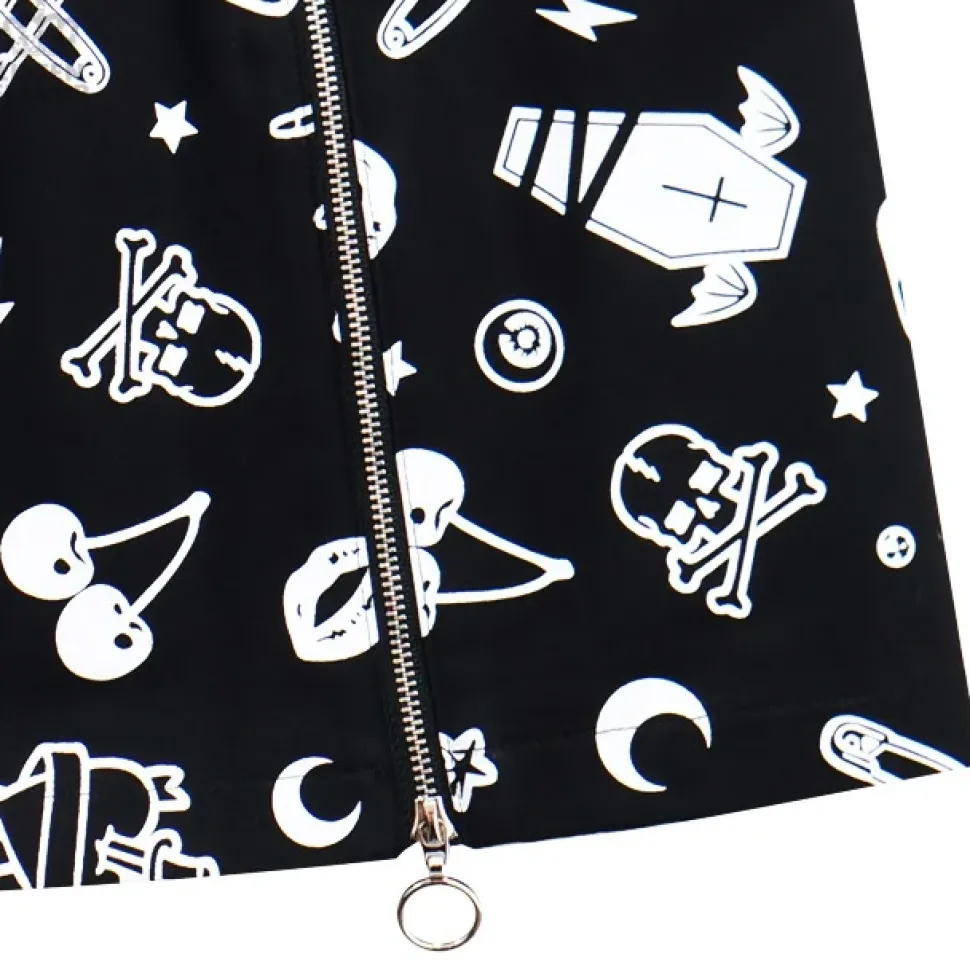 LISTEN FLAVOR Mysterious Pattern Zippered Skirt