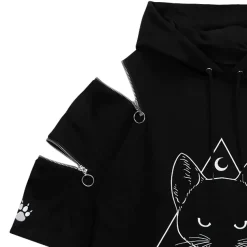 LISTEN FLAVOR Mystery Cat Zip Design Hoodie