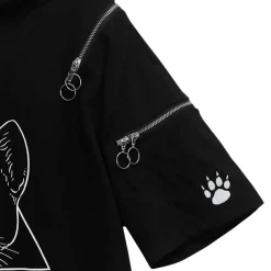 LISTEN FLAVOR Mystery Cat Zip Design Hoodie