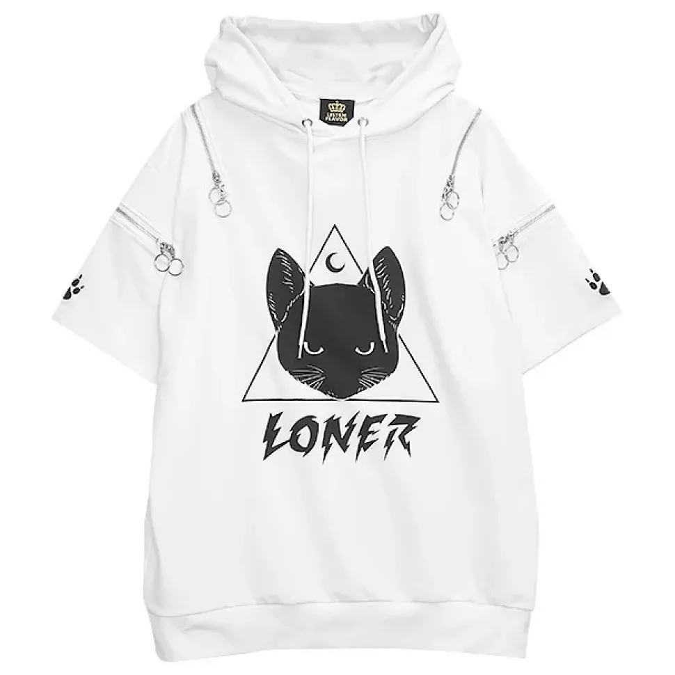 LISTEN FLAVOR Mystery Cat Zip Design Hoodie