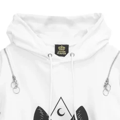 LISTEN FLAVOR Mystery Cat Zip Design Hoodie