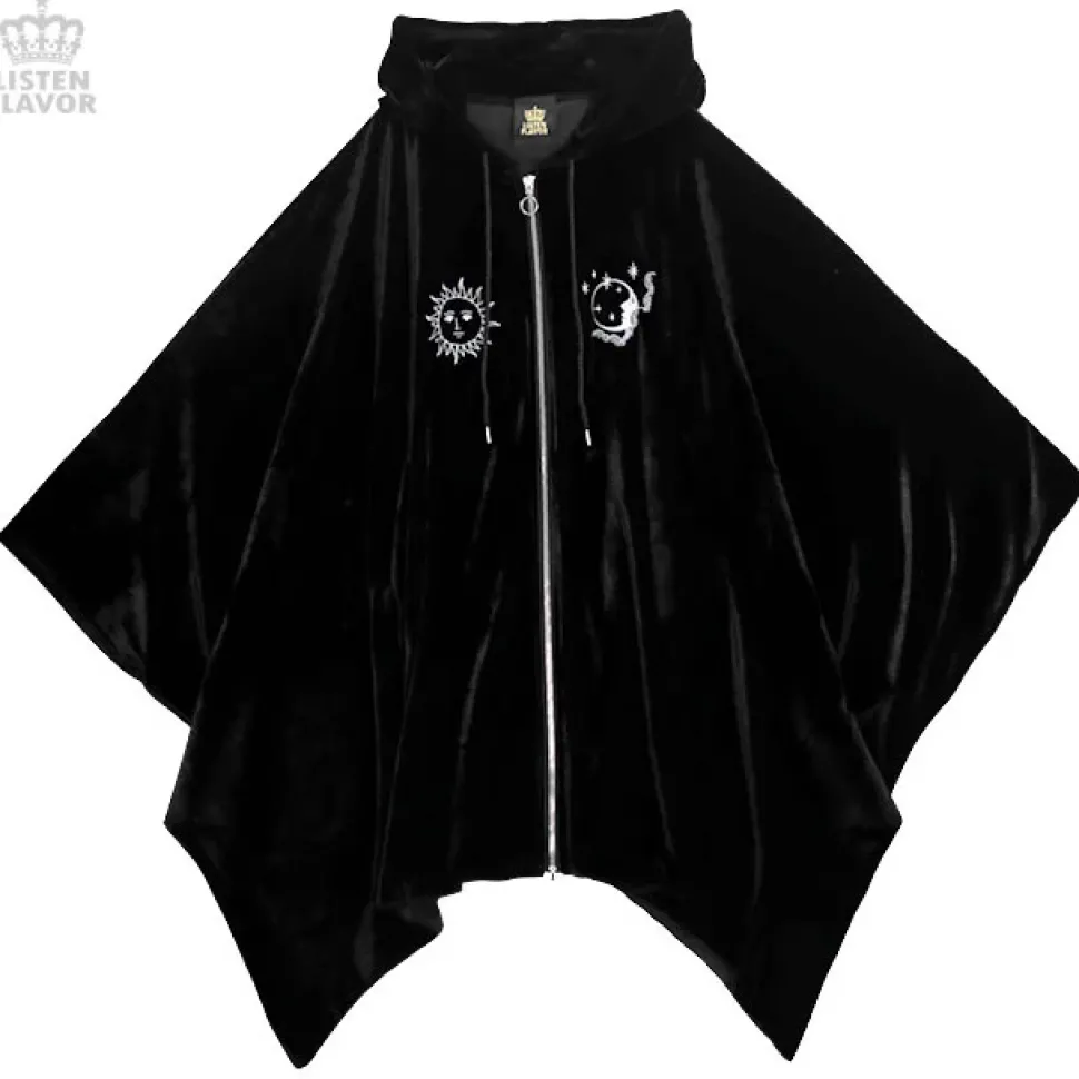 LISTEN FLAVOR Ouija Board Velour Hooded Poncho