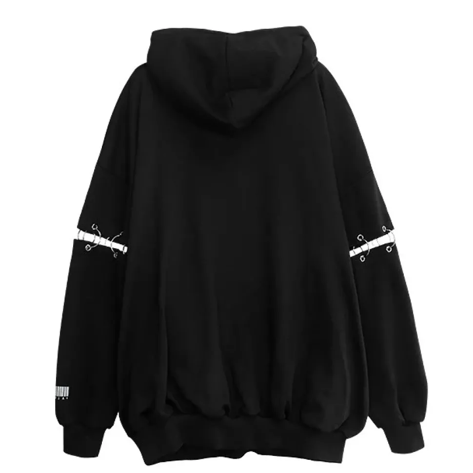 LISTEN FLAVOR Paranoia Cat Ring Sleeve Hoodie