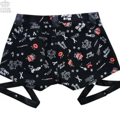 LISTEN FLAVOR Patterned Shorts w/ Garter Belt