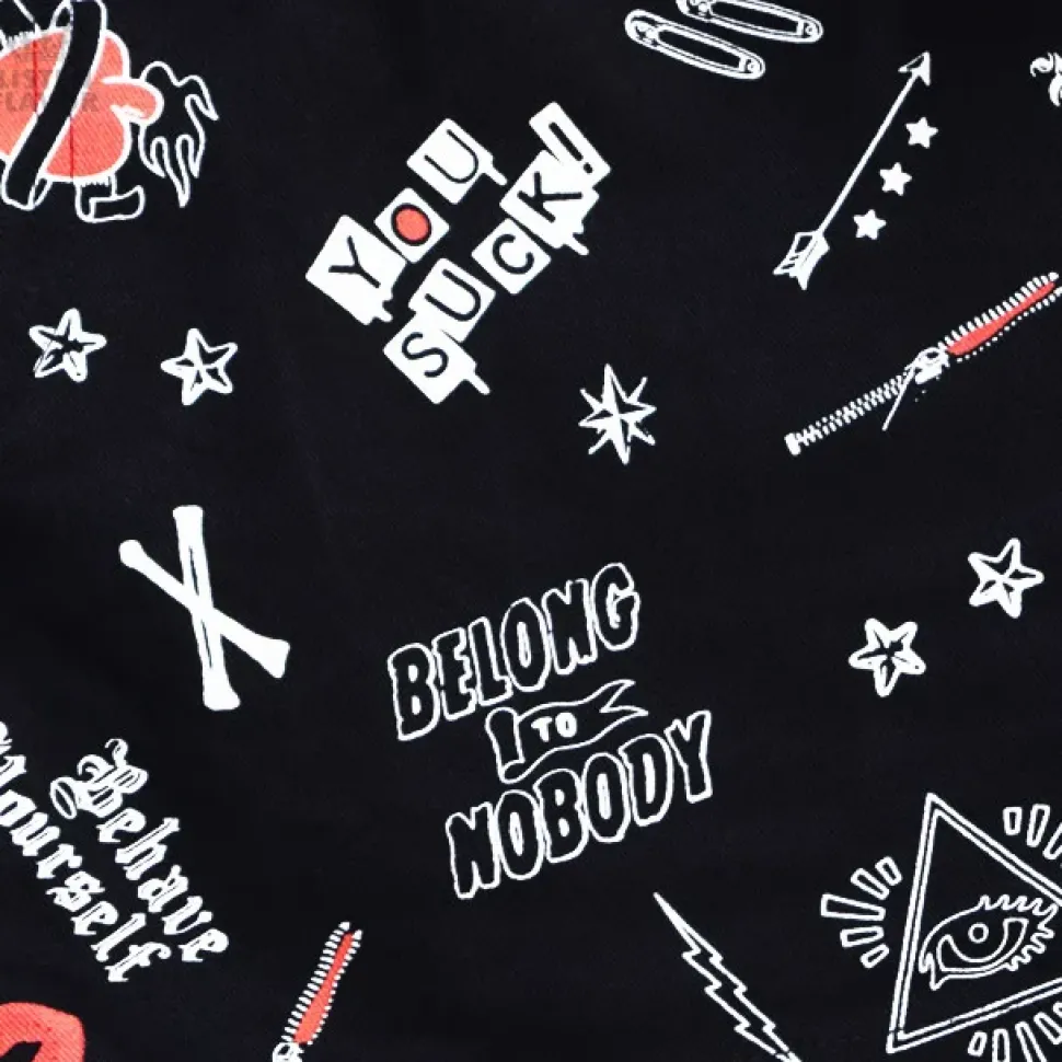 LISTEN FLAVOR Patterned Shorts w/ Garter Belt