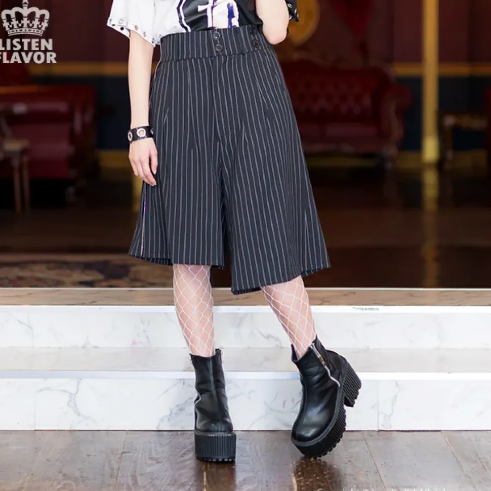 LISTEN FLAVOR Pleated Asymmetrical Gaucho Pants w/ Flap