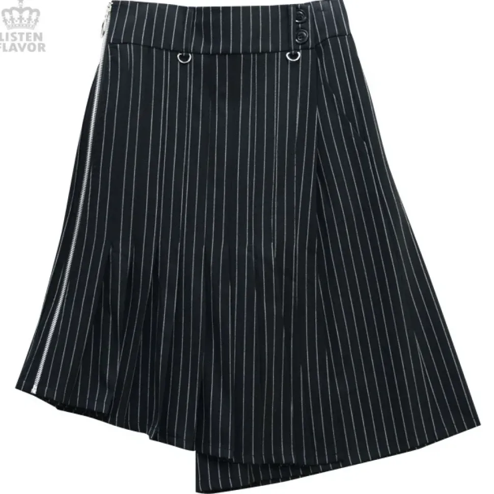 LISTEN FLAVOR Pleated Asymmetrical Gaucho Pants w/ Flap