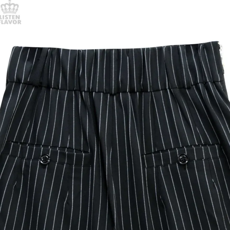 LISTEN FLAVOR Pleated Asymmetrical Gaucho Pants w/ Flap