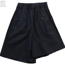 LISTEN FLAVOR Pleated Asymmetrical Gaucho Pants w/ Flap