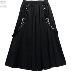 LISTEN FLAVOR Pleated Maxi Skirt w/ Shoulder Straps