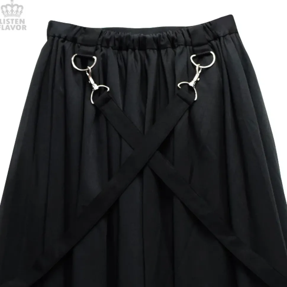 LISTEN FLAVOR Pleated Maxi Skirt w/ Shoulder Straps