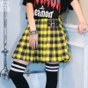 LISTEN FLAVOR Pleated Plaid Skirt w/ Side Belts