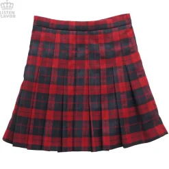 LISTEN FLAVOR Pleated Plaid Skirt w/ Side Belts
