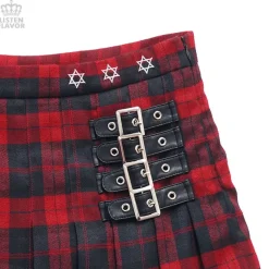 LISTEN FLAVOR Pleated Plaid Skirt w/ Side Belts