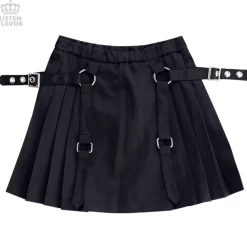 LISTEN FLAVOR Pleated Skirt w/ Side Belts