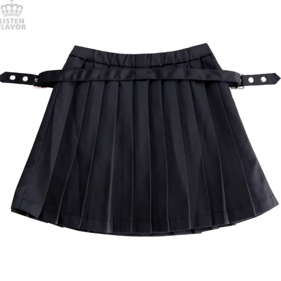 LISTEN FLAVOR Pleated Skirt w/ Side Belts