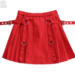 LISTEN FLAVOR Pleated Skirt w/ Side Belts