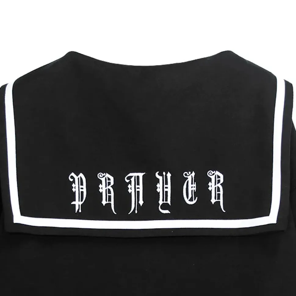 LISTEN FLAVOR Prayer Lace-Up Sailor Top