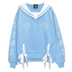 LISTEN FLAVOR Prayer Lace-Up Sailor Top