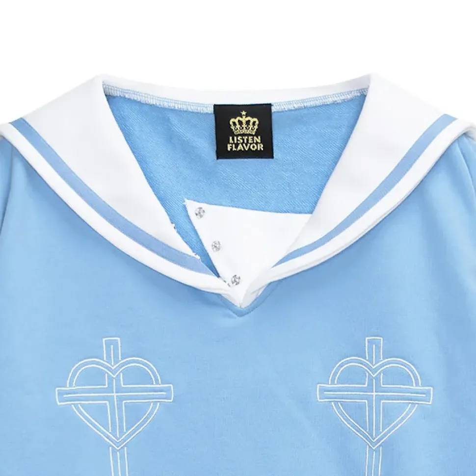 LISTEN FLAVOR Prayer Lace-Up Sailor Top