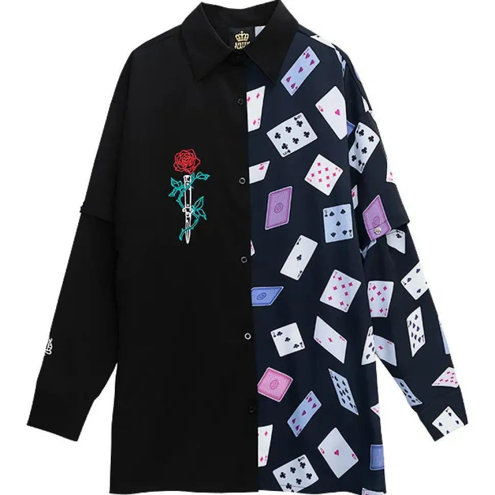 LISTEN FLAVOR Rose & Playing Cards 2-Way Shirt