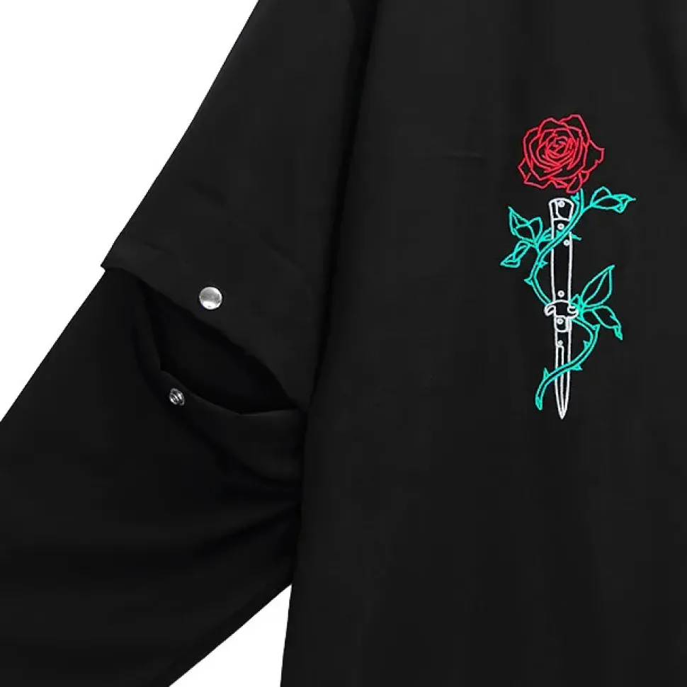 LISTEN FLAVOR Rose & Playing Cards 2-Way Shirt