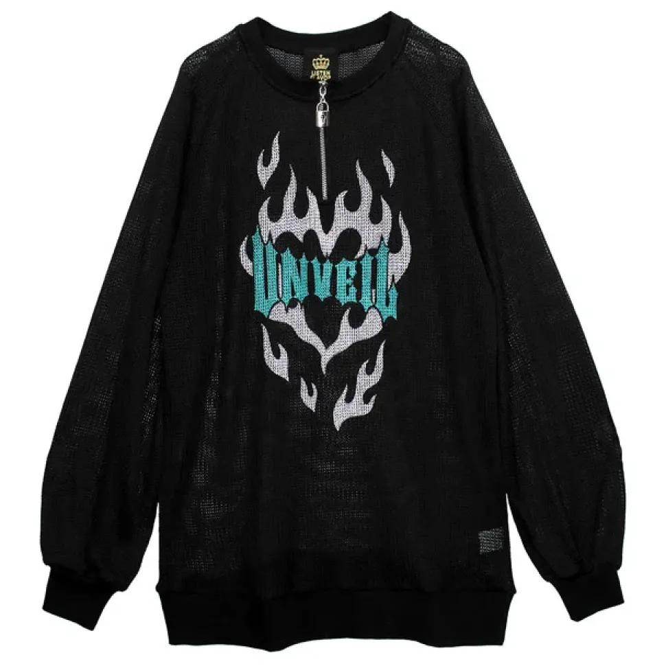 LISTEN FLAVOR See-Through Mesh Pullover